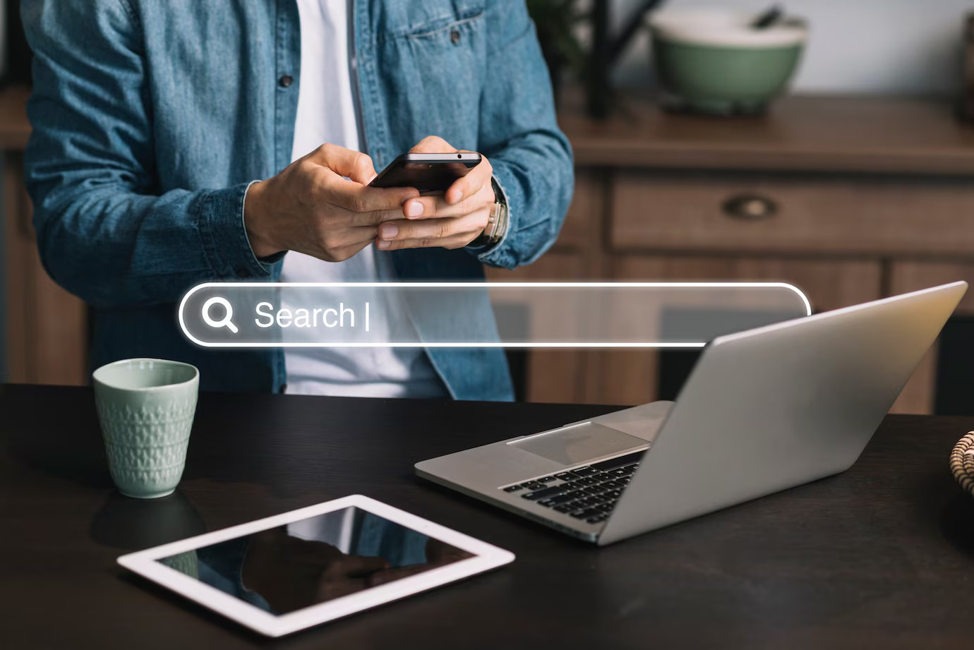 A business improving its search engine visibility and online presence